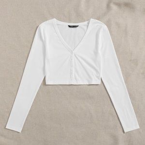 Crop White Button Up